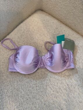 NWT H&M Lavender Bikini Top 34C Padded Satin Swimwear